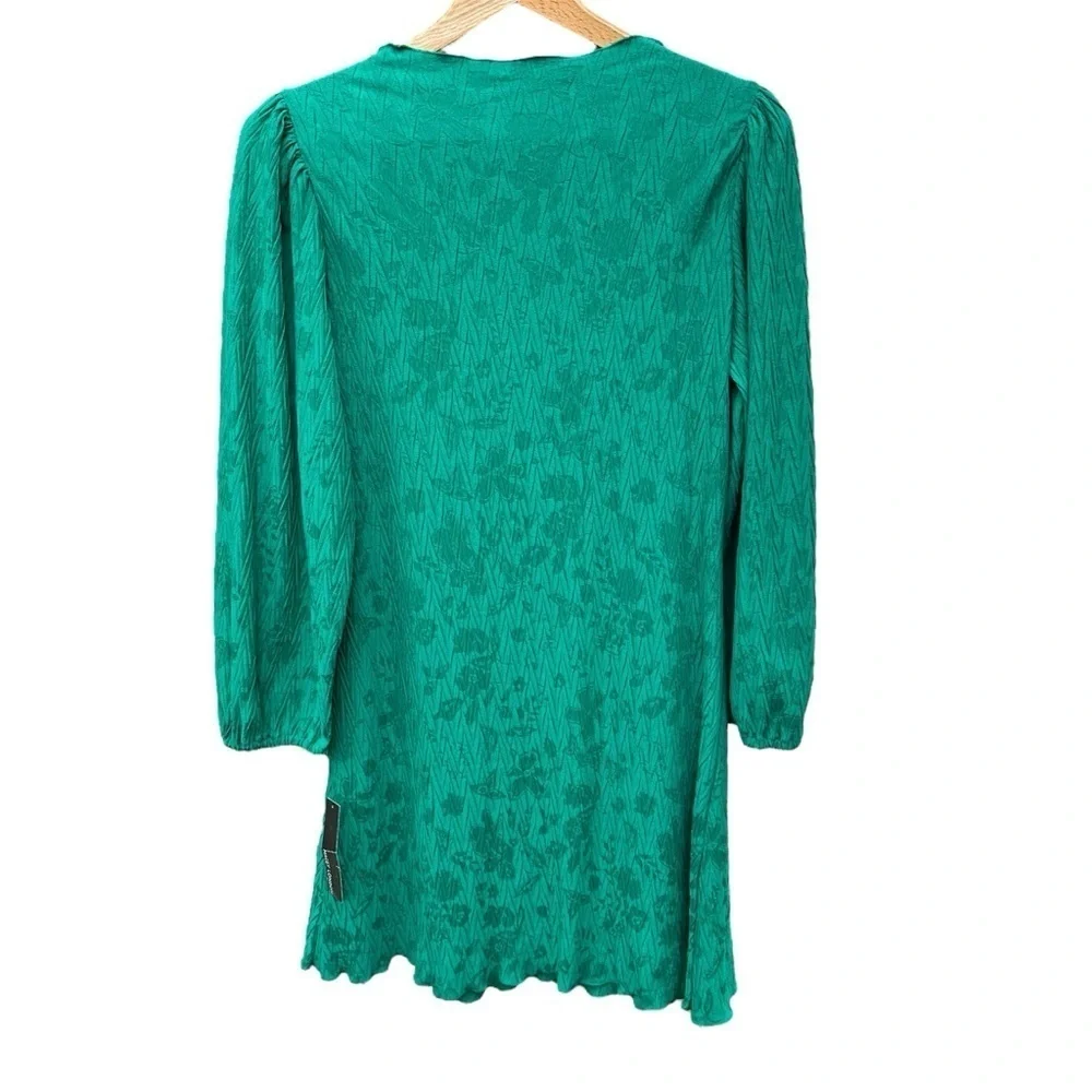 Maggy London NWT Long Sleeve Jacquard Shift Dress Green Large Christmas Holiday